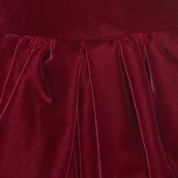 Pre Owned Alaia Burgundy Velvet Sleeveless Gathered Dress M