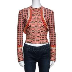 Pre Owned Alaia Multicolor Jacquard Patterned Knit Full Sleeve Top M