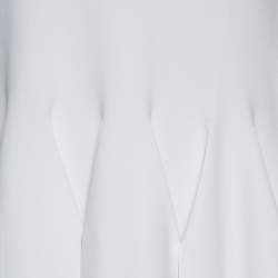 Pre Owned Alaia White Stretch Knit Pleated Scalloped Hem Detail Dress M