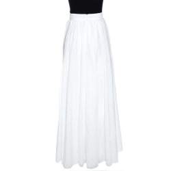 Pre Owned Alaia White Cotton Jacquard Flared Maxi Skirt M