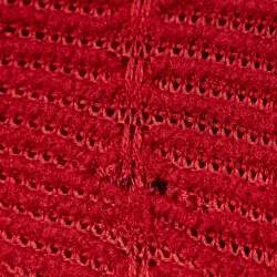 Alaia Red Chenille Wool Patterned Long Sleeve Skater Dress M