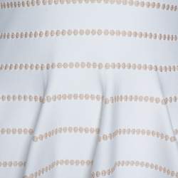 Pre Owned Alaia White & Beige Dotted Knit Fit & Flare Dress M