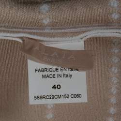 Pre Owned Alaia White & Beige Dotted Knit Fit & Flare Dress M