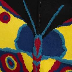 Pre Owned Alaia Vintage Black Butterfly Intarsia Knit Halterneck Mini Dress M 