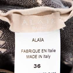 Pre Owned Alaia Beige & Brown Dotted Knit Fit & Flare Dress S