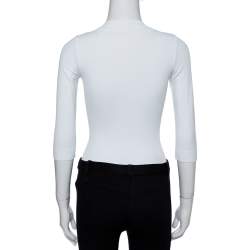 Pre Owned Alaia White Jersey V-Neck Bodysuit M
