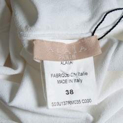 Pre Owned Alaia White Jersey V-Neck Bodysuit M