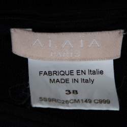 Pre Owned Alaia Black Perforated Rib Knit Fit & Flare Dress M