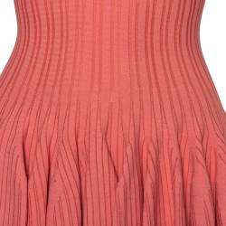 Pre Owned Alaia Pink Striped Knit Flared Sleeveless Flared Dress M