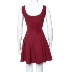 Pre Owned Alaia Burgundy Knit Sleeveless Skater Dress S