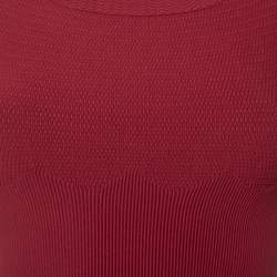 Pre Owned Alaia Burgundy Knit Sleeveless Skater Dress S