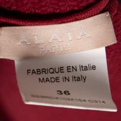 Pre Owned Alaia Burgundy Knit Sleeveless Skater Dress S