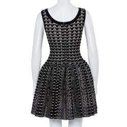 Pre Owned Alaia Monochrome Chunky Knit Sleeveless Skater Dress M
