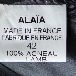 Pre Owned Alaia Black Leather Fringed Detail Mini Skirt M