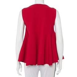 Pre Owned Alaia Red Knit Boat Neck A-Line Top L