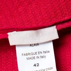 Pre Owned Alaia Red Knit Boat Neck A-Line Top L