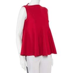 Pre Owned Alaia Red Knit Boat Neck A-Line Top L