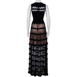 Pre Owned Alaia Black Perforated Knit Sleeveless Maxi Dress S