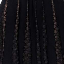 Pre Owned فستان علايا ميني بلا أكتاف قصة دانتيل وتريكو أسود مقاس متوسط