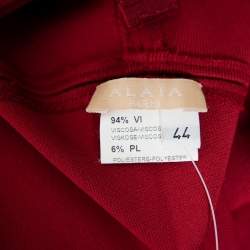 Pre Owned Alaia Burgundy Knit Paneled Sleeveless Maxi Dress L