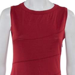 Pre Owned Alaia Burgundy Knit Paneled Sleeveless Maxi Dress L