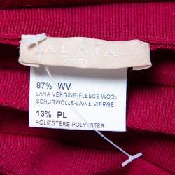 Pre Owned Alaia Burgundy Wool Pleated Mini Dress L