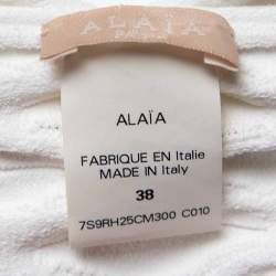 Pre Owned Alaia White Structured Knit Scalloped Detail Mini Dress S