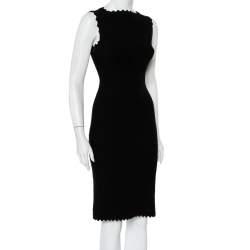 Pre Owned Alaia Black Jacquard Knit Sleeveless Midi Dress M
