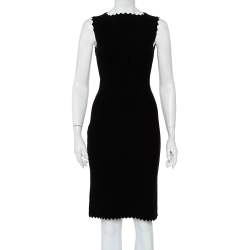 Pre Owned Alaia Black Jacquard Knit Sleeveless Midi Dress M