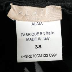 Pre Owned Alaia Black Geometric Pattern Jacquard Knit Fit & Flare Mini Dress M