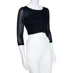Alaia Black Knit Button Front Cropped Cardigan S