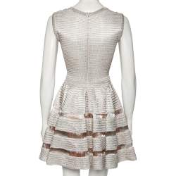 Pre Owned Alaia Silver Lurex Knit Flared Mini Dress M