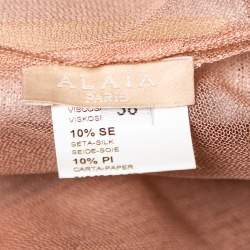 Pre Owned Alaia Silver Lurex Knit Flared Mini Dress M