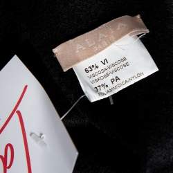 Pre Owned Alaia Black Blush Velvet Zip Front Flared Dress S