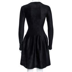 Pre Owned Alaia Black Blush Velvet Zip Front Flared Dress S