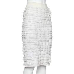 Pre Owned Alaia White Lurex Knit Ruffled Skirt XS