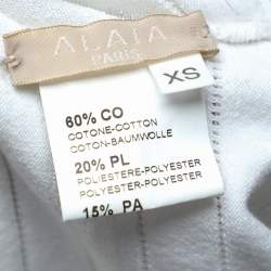 Pre Owned Alaia White Lurex Knit Ruffled Skirt XS