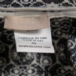 Pre Owned Alaia White Patterned Lurex Jacquard Sleeveless Midi Dress M