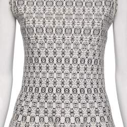 Pre Owned Alaia White Patterned Lurex Jacquard Sleeveless Midi Dress M