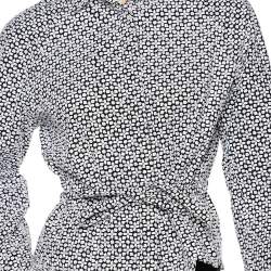 Alaia Monochrome Embroidered Cotton Belted Button Front Jacket L
