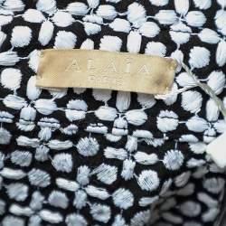 Alaia Monochrome Embroidered Cotton Belted Button Front Jacket L