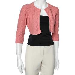Alaia Pink Patterned Knit Cropped Shrug M