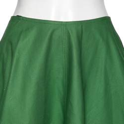 Alaia Green Textured Cotton Flared Skirt M