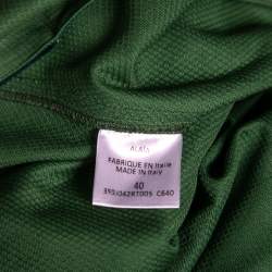 Alaia Green Textured Cotton Flared Skirt M