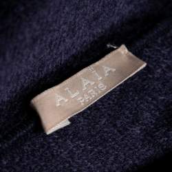Pre Owned Alaia Blue Felt Knit Fit Flared Midi Dress S
