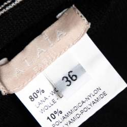 Pre Owned Alaia Black Wool Dobby Dotted Sleeveless Flared Dress S