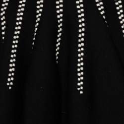 Pre Owned Alaia Black Wool Dobby Dotted Sleeveless Flared Dress S