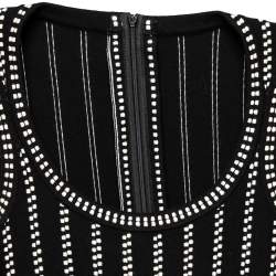 Pre Owned Alaia Black Wool Dobby Dotted Sleeveless Flared Dress S