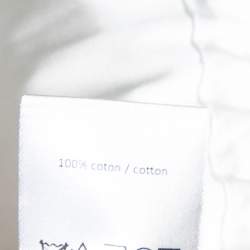 Pre Owned Alaia White Cotton Cinched Waist Embroidered Peplum Detailed Top M