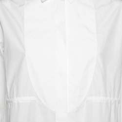 Pre Owned Alaia White Cotton Cinched Waist Embroidered Peplum Detailed Top M